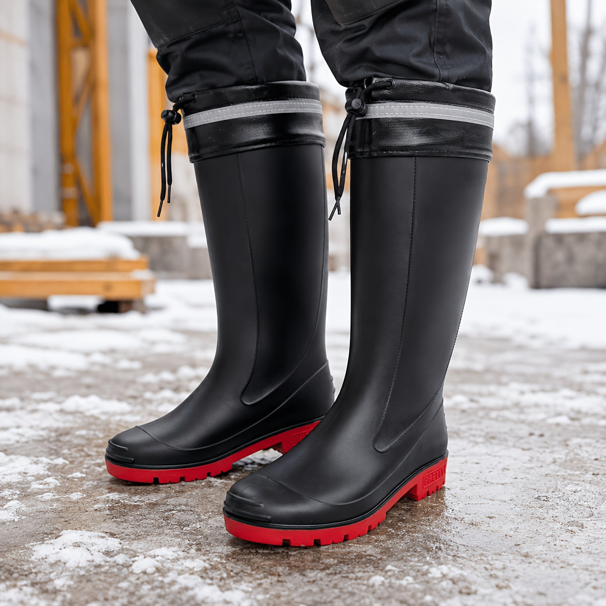 All-Season Tall Waterproof Rain Boots with Fleece Lining