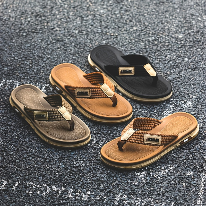 Men's Casual Slip-On Beach Sandals with Durable Rubber Sole