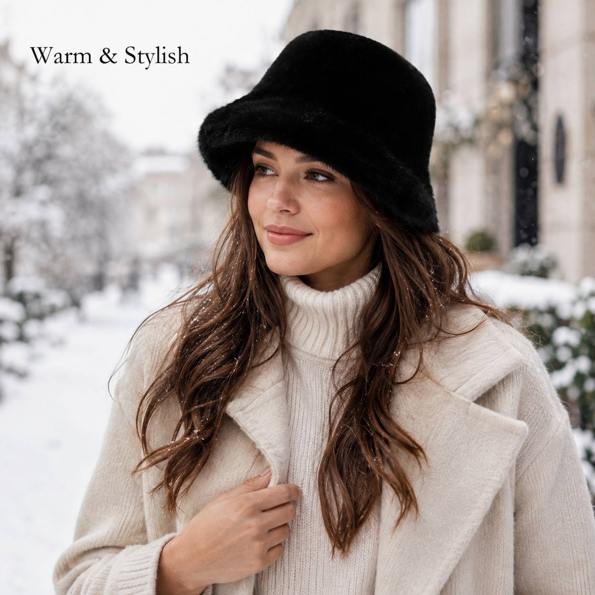 Women's Soft Warm Outdoor Bucket Hat for Fall Winter