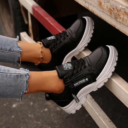 Women'S Breathable Knit Sneakers - Lightweight Thick Sole Casual Walking Shoes in White  Black, Synthetic Cover Upper with Rubber Outsole, Lace-Up Low-Top Design for Indoor/Outdoor, Travel, Beach  Shopping - Cute Gift for M