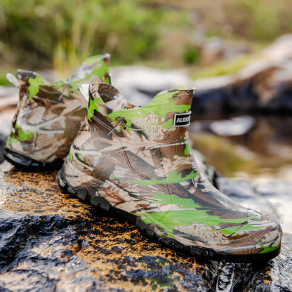 Men's Camouflage Short Rain Boots Slip-On PU Waterproof