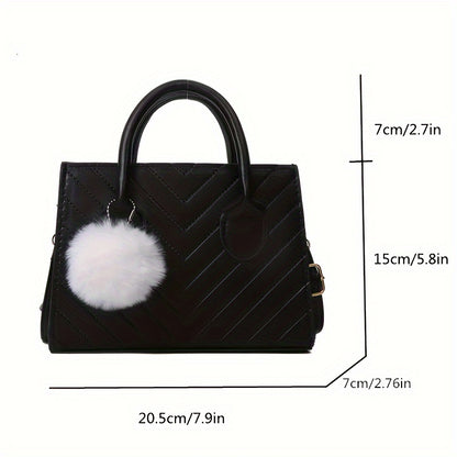 Stylish Blue Square Bag with a Chevron Design And a Bag Charm