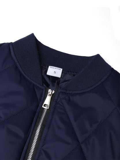 Men's Casual Padded Baseball Collar Coat with Chest Print
