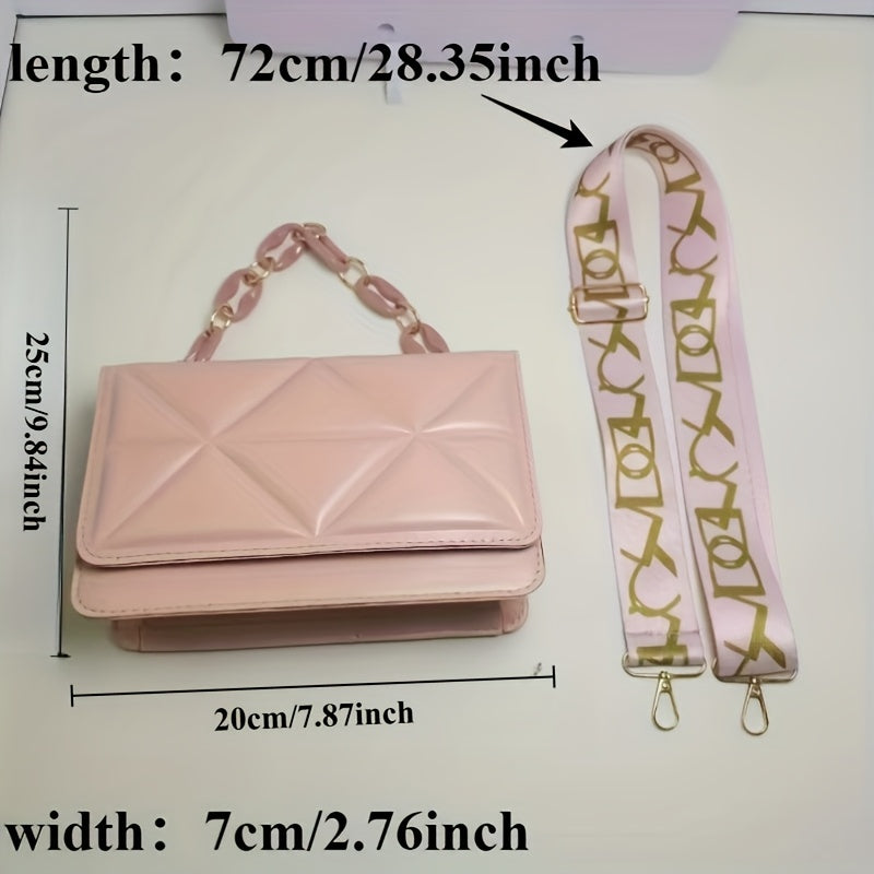 Կանացի ռետրո վեստեռն ոճի շղթայական խաչաձև պայուսակ լայնաշերտ ժապավենով - ճարմանդային փակմամբ, փոքր ուսի պայուսակ, սպիտակ/սև/վարդագույն/շագանակագույն, ամենօրյա և հատուկ առիթների համար նախատեսված պայուսակ, հասանելի է չորս գույն, հարմար է կանանց համար