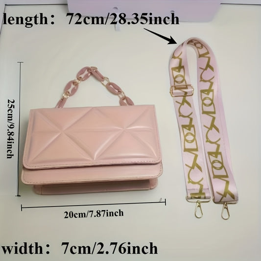 Կանացի ռետրո վեստեռն ոճի շղթայական խաչաձև պայուսակ լայնաշերտ ժապավենով - ճարմանդային փակմամբ, փոքր ուսի պայուսակ, սպիտակ/սև/վարդագույն/շագանակագույն, ամենօրյա և հատուկ առիթների համար նախատեսված պայուսակ, հասանելի է չորս գույն, հարմար է կանանց համար