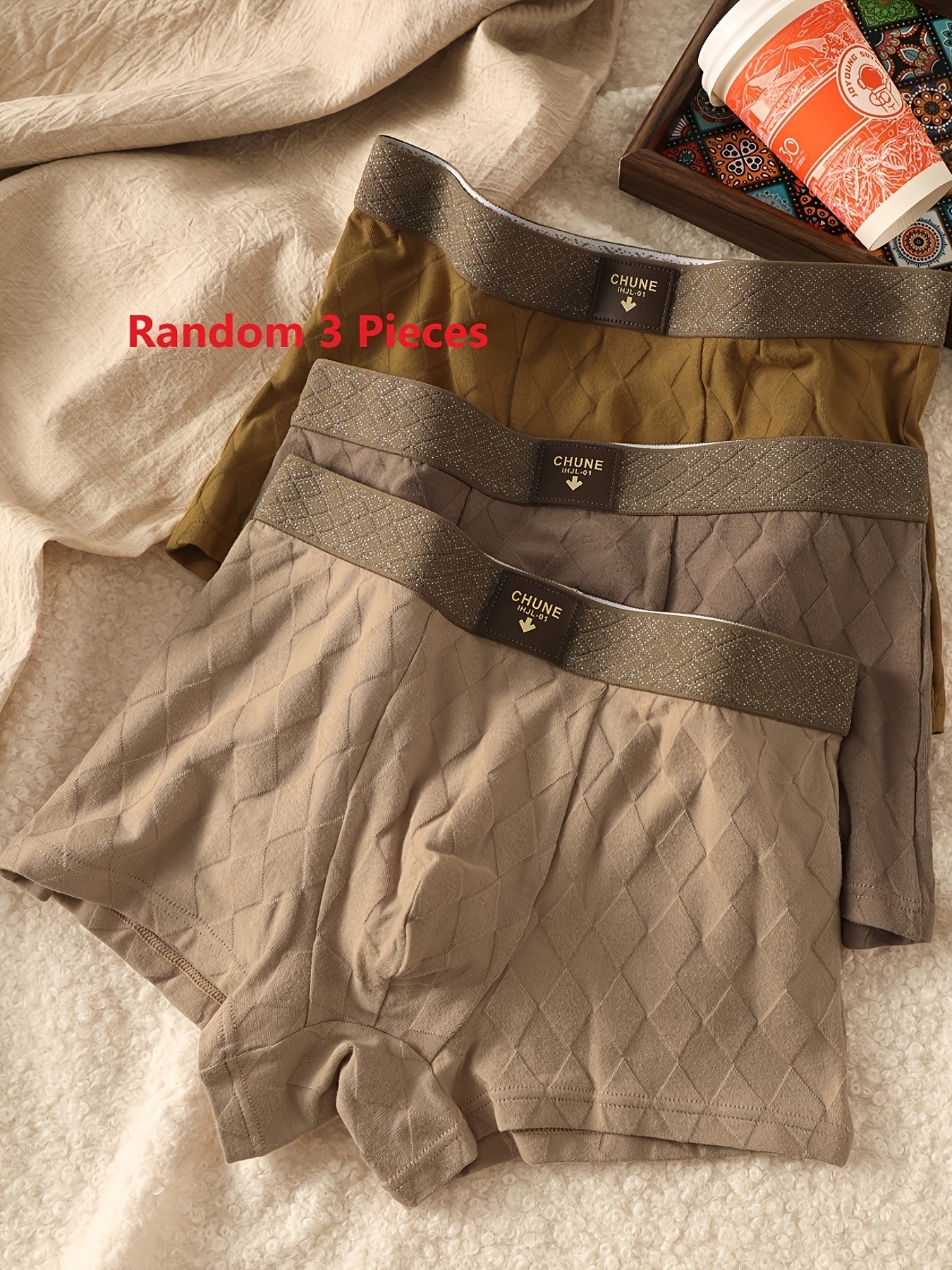 Men's Cotton Stretch Briefs Set with Letter Waistband - Soft & Breatha