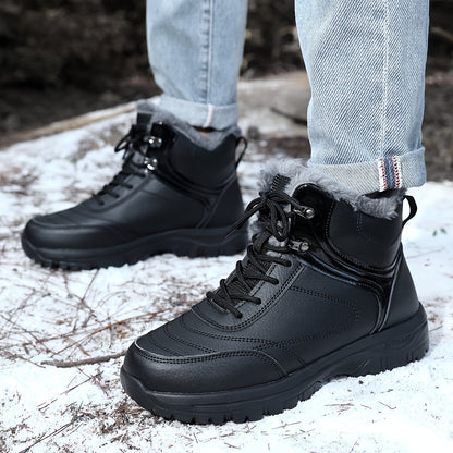 Men's Winter Snow Boots - with Plush Lining and Removable Insole - Slip-Resistant Tread, Suitable for Ice, Snow, Mud, Grass - Men's Casual and Formal Winter Shoes, Lace-Up Ankle Support - All-Terrain Grip - Men's Winter Boots