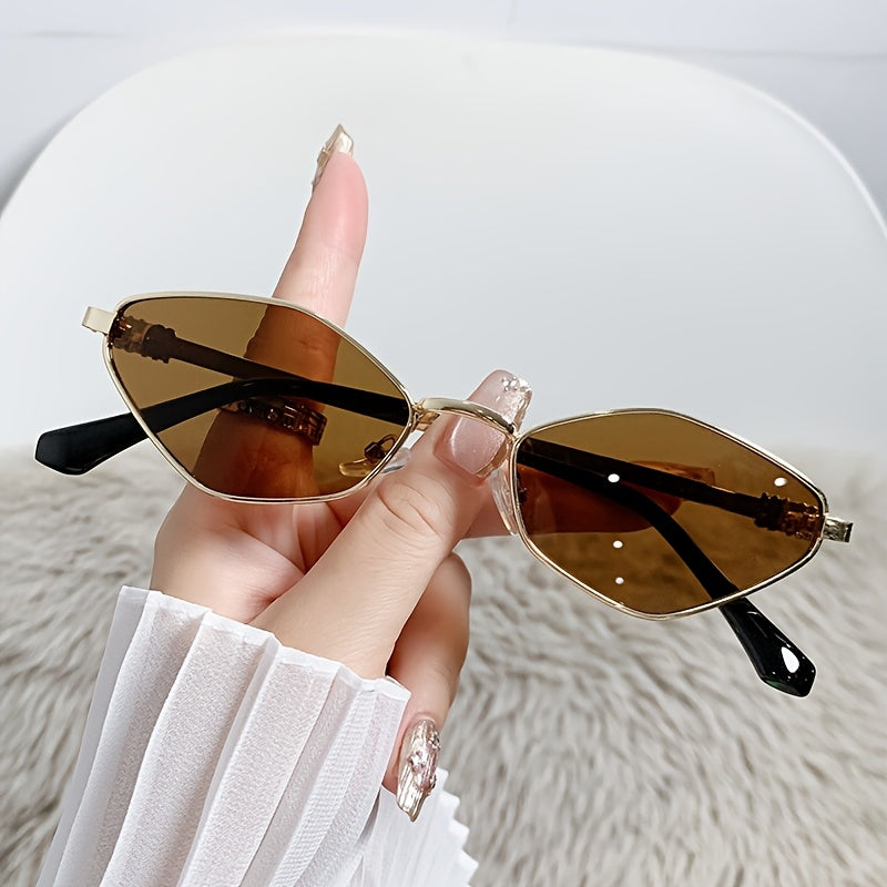 Unisex Small Metal Frame Cat Eye Glasses with Tinted Lenses