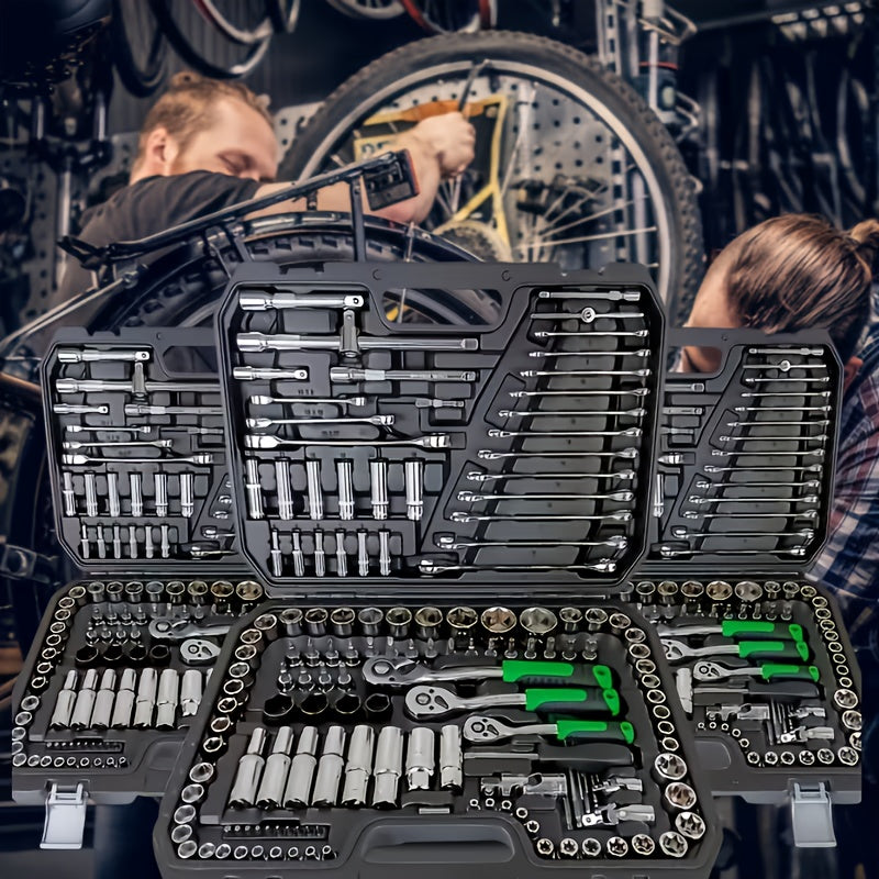 150/46pcs Professional All-in-One Auto Repair Tool Set Compatible for European- Heavy-Duty Alloy Metal Toolbox with Ratchet Torque Wrench, Hex Bit Screwdriver Kit, Multi-Size Car Mechanic Tool Kit for DIY& Professional Mechan