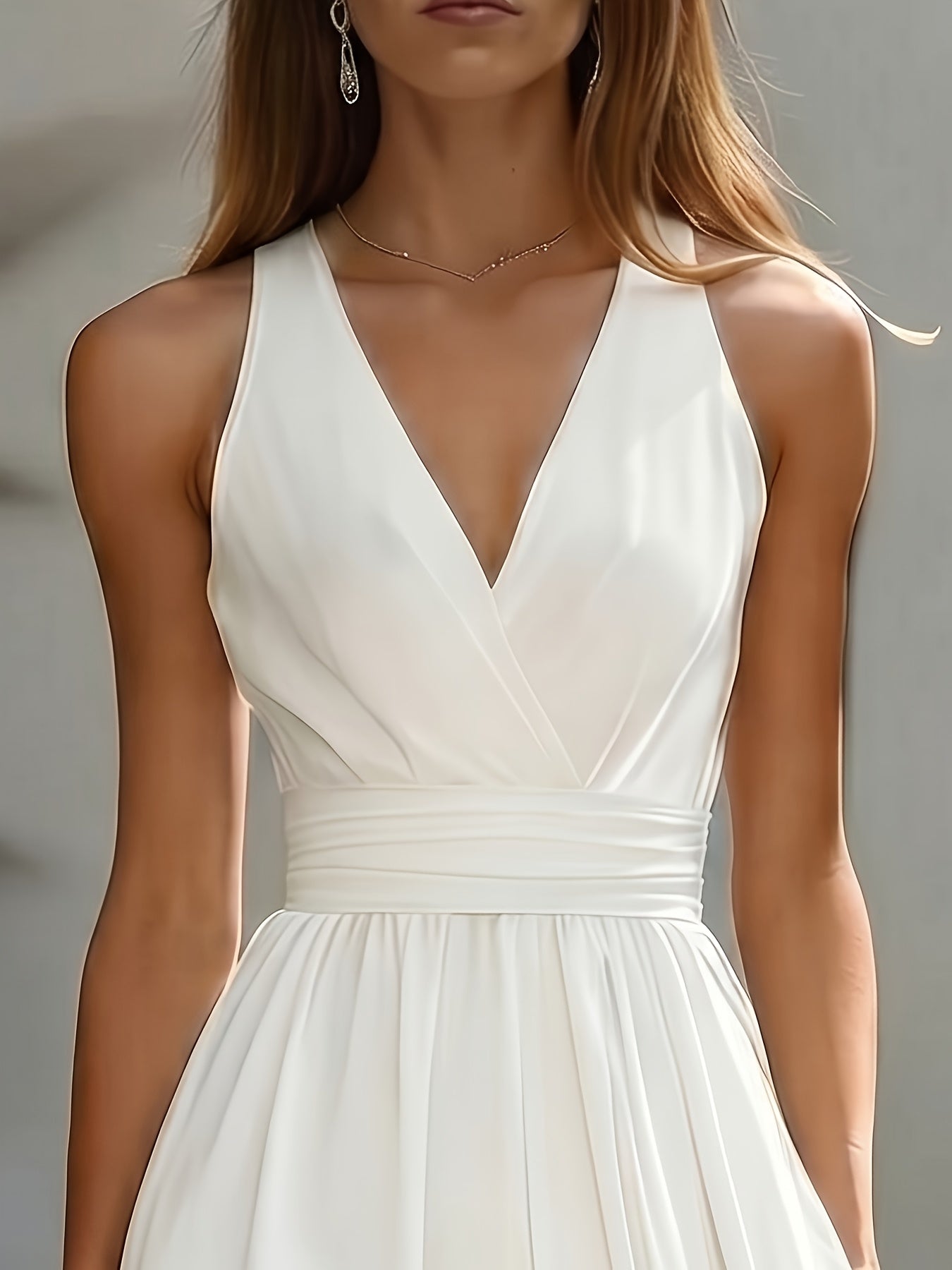 Elegant Sleeveless A-Line Midi Dress for Women, Summer Style