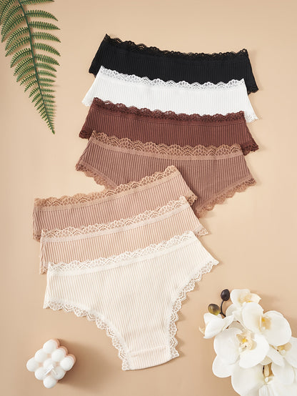 7-Pack Women's Cotton Briefs with Bow Detail in Earth Tones