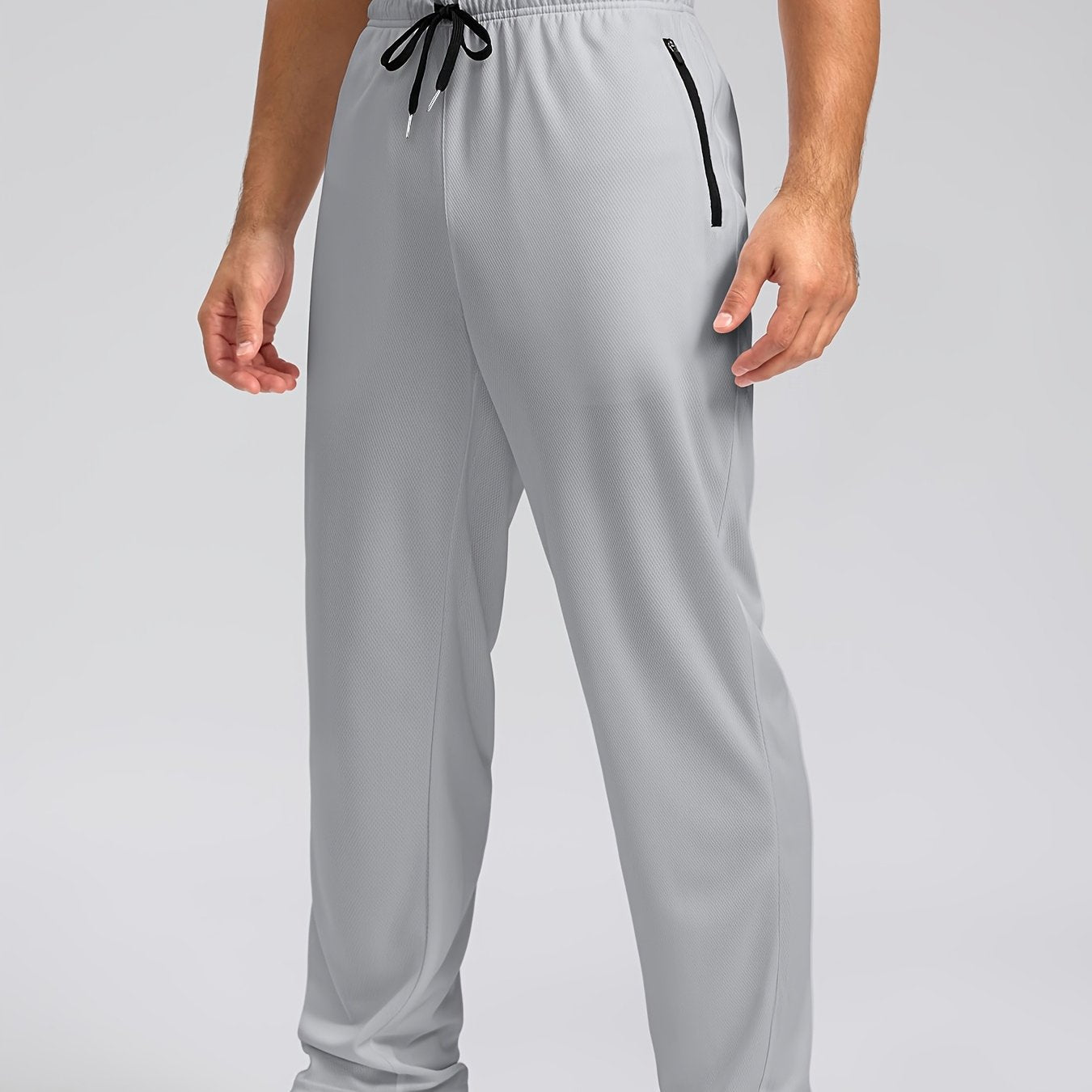 Men's Sports Pants With Drawstring And Zippered Pockets, Lightweight And Breathable Bottoms For Running/Casual Wear