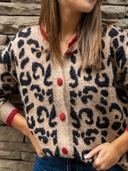 Chic Leopard Print Cardigan