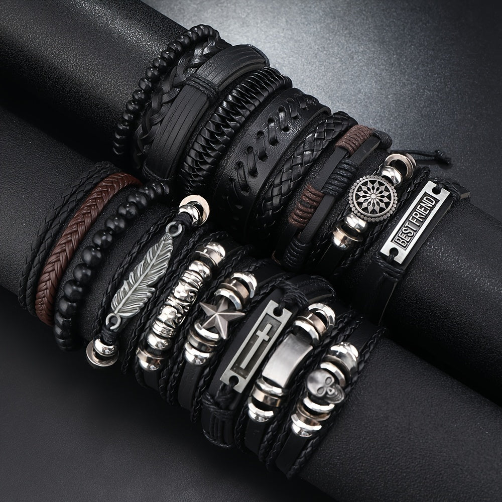 18Pices Men's Vintage Multilayer Alloy Jewelry Party Wear Fashion Street Jewelry Accessories