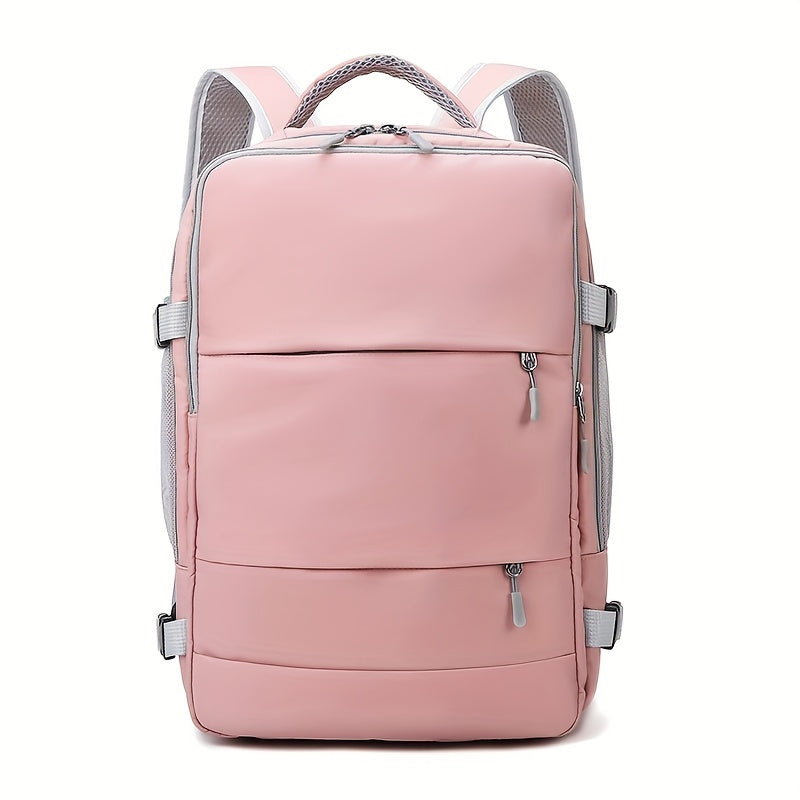 Multi-Functional Travel Backpack for Women, Casual Style, Large Capacity, Lightweight, USB Charging, Adjustable Straps, Shoe Compartment, Zipper Closure, Polyester Lining, Sewing Thread Detail, Wet Wipe Clean, for Business Tr