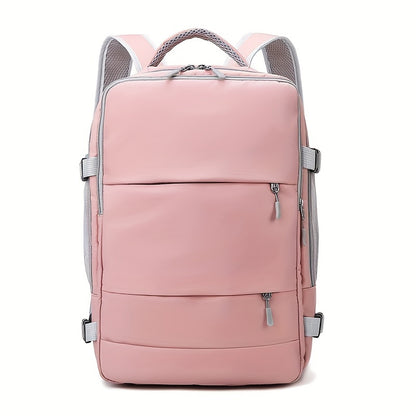 Multi-Functional Travel Backpack for Women, Casual Style, Large Capacity, Lightweight, USB Charging, Adjustable Straps, Shoe Compartment, Zipper Closure, Polyester Lining, Sewing Thread Detail, Wet Wipe Clean, for Business Tr