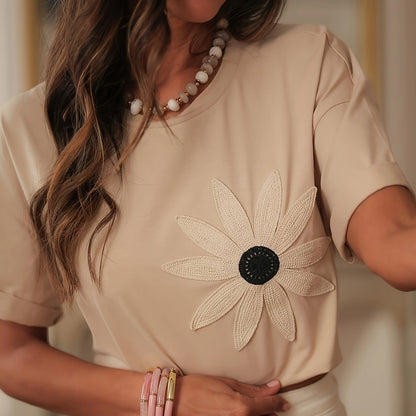 Elegant And Stylish Black Floral T-Shirt
