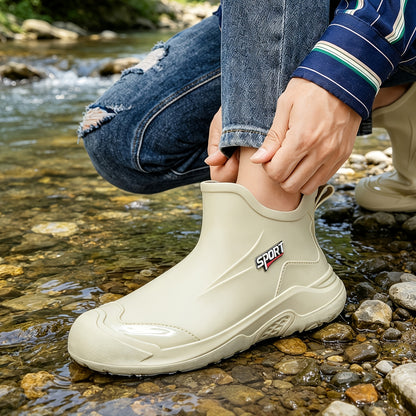 Men's All-Season PVC Ankle Rain Boots for Outdoor Use