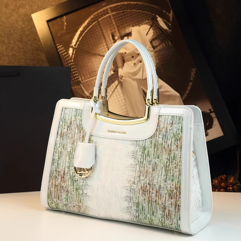 Elegant Split Leather Messenger Bag for Women with Adjustable Strap