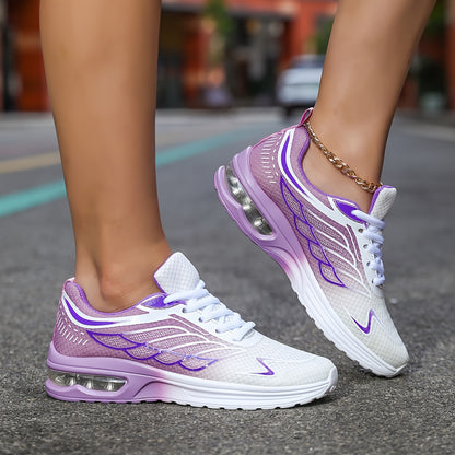 Women'S Casual Running Shoes, Lightweight EVA Upper  Inner, Fabric Insole, Faux Sole, Lace-Up Low Top, All-Season Solid Color, Flame Air Cushion Design, New Style 720