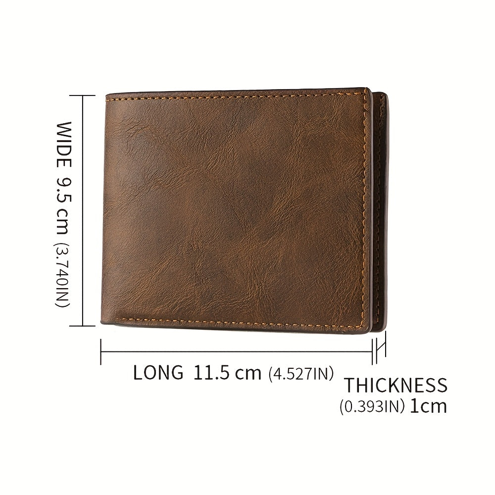 Men' Soft PU Leather Wallet with Dollar Bill Clip & Zipper Closure - Compact Lightweight Cash Holder Suitable for Everyday Carry, Travel, Business - Casual Money Wallet