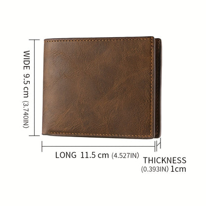 Men' Soft PU Leather Wallet with Dollar Bill Clip & Zipper Closure - Compact Lightweight Cash Holder Suitable for Everyday Carry, Travel, Business - Casual Money Wallet