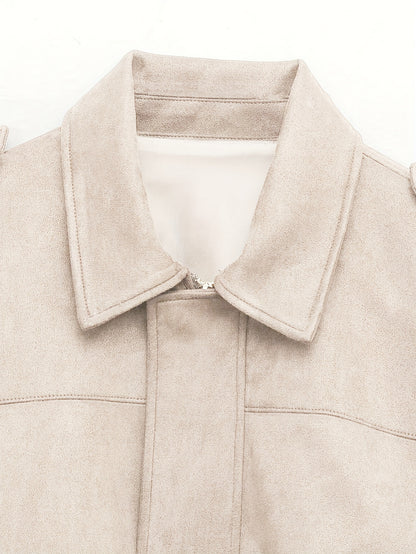 Կանացի վինտաժային բոմբեր բաճկոն - ազատ չափի երկար թևքով, կայծակաճարմանդով և իջեցված ուսերով, շագանակագույն առօրյա վերնազգեստ աշուն/ձմեռ համար, չձգվող գործվածք, իդեալական է առօրյա հագուստի համար, աշուն-ձմեռ բաճկոն | Վինտաժային բոմբեր ոճ | Zipp