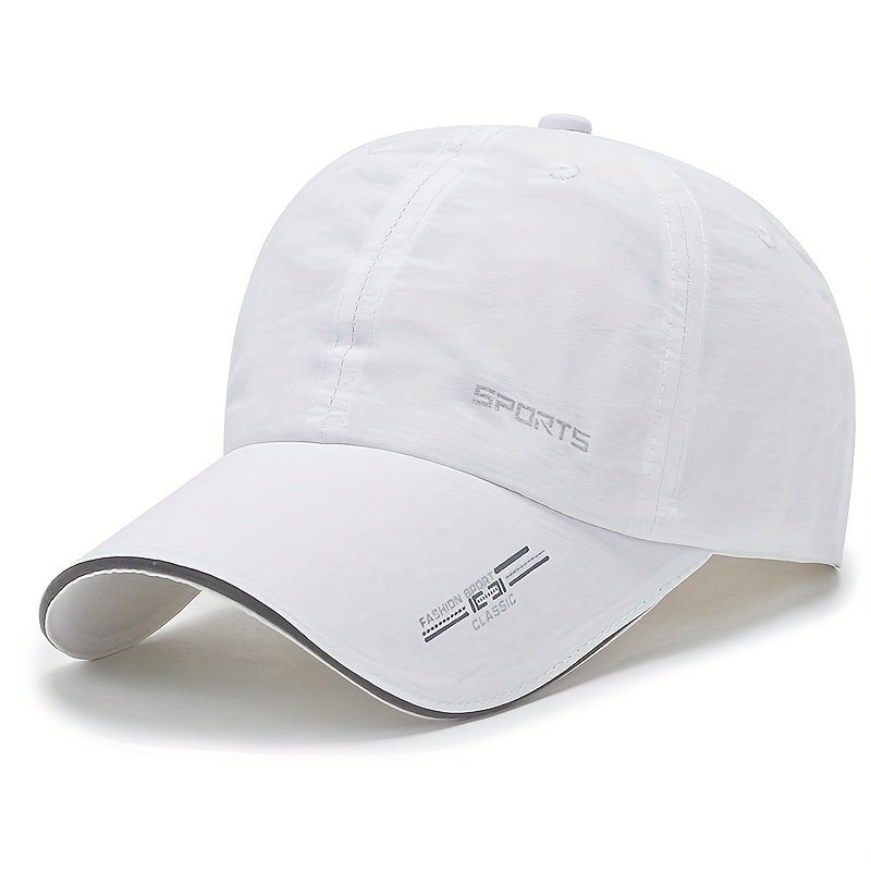 Unisex Polyester Baseball Cap, Quick-Dry Breathable Duck Hat with Reflective Strip, Sun Protection Snap Closure, Hand Wash Only, Stretch Fit for Spring/Summer Outdoor Travel Sports