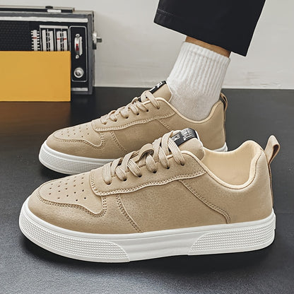 1 Pair MAINALUN Men'S Skateboarding Sneakers - Low-Top Lace-Up Casual Shoes with Thick PVC Sole, Breathable Fabric Lining  Durable Synthetic Upper for Daily Wear, Outdoor, Travel, Parties - Green/Black/Khaki, Skateboarding S