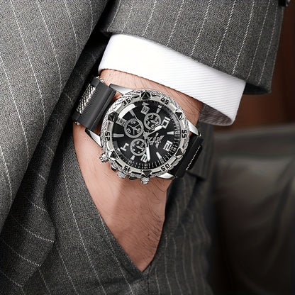 4 հատ տղամարդու մինիմալիստական ​​դրամապանակ, ժամացույց և ապարանջանի նվերների տուփ - էլեգանտ ձեռքի ժամացույց և համապատասխանեցում, հարմար է Սուրբ Ծննդյան, ծննդյան օրվա, նրա նվերի համար - ոճ, նվեր տղամարդկանց համար