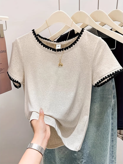 Women's Summer Cotton Crew Neck Short Sleeve T-Shirt