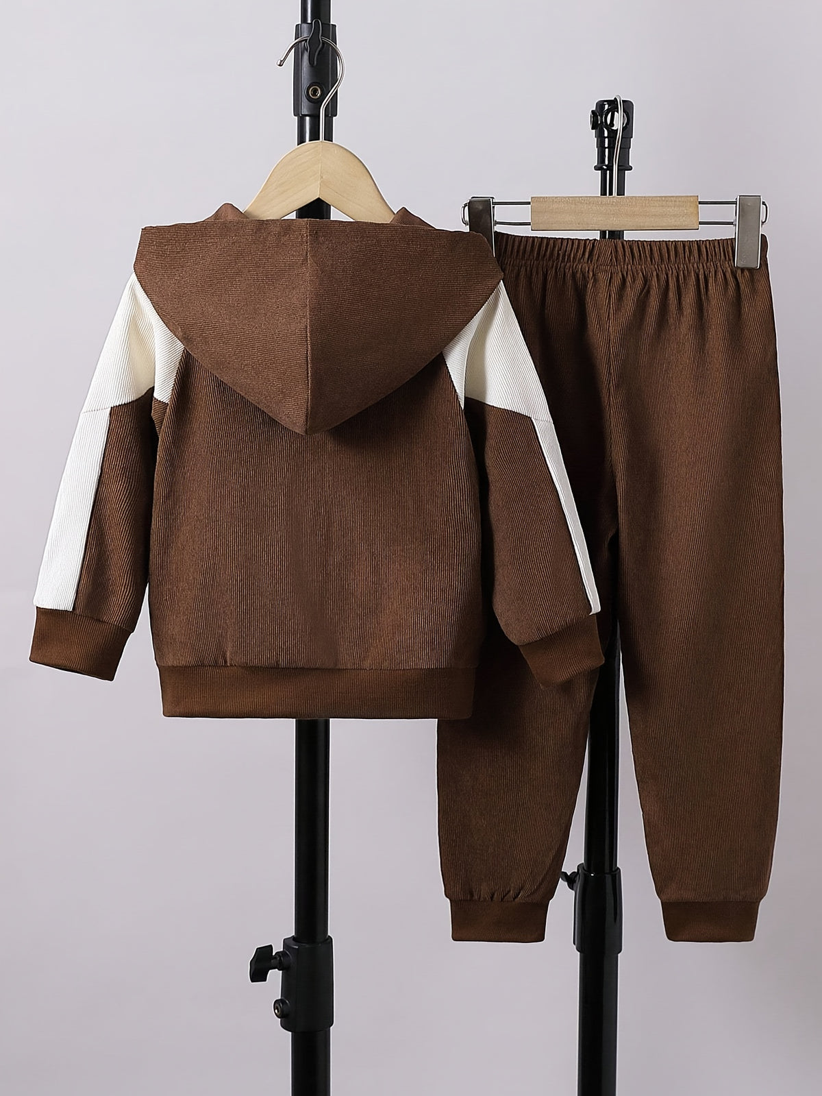 Boys' Casual Hooded Zip-Up Jacket & Pants Set for Spring/Fall - ayq