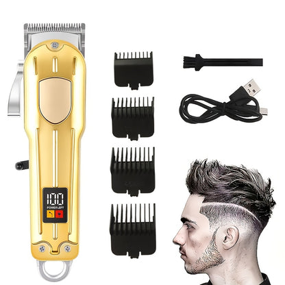 Պրոֆեսիոնալ լիցքավորվող էլեկտրական մազ կտրող մեքենա | 4 տարբեր երկարության կարգավորումներ, ցածր աղմուկ, USB արագ լիցքավորում, ունիսեքս, դյուրակիր վարսահարդարման հավաքածու | Իդեալական նվեր տղամարդկանց համար Հայրերի օրվա և Սուրբ Ծննդյան տոների համար