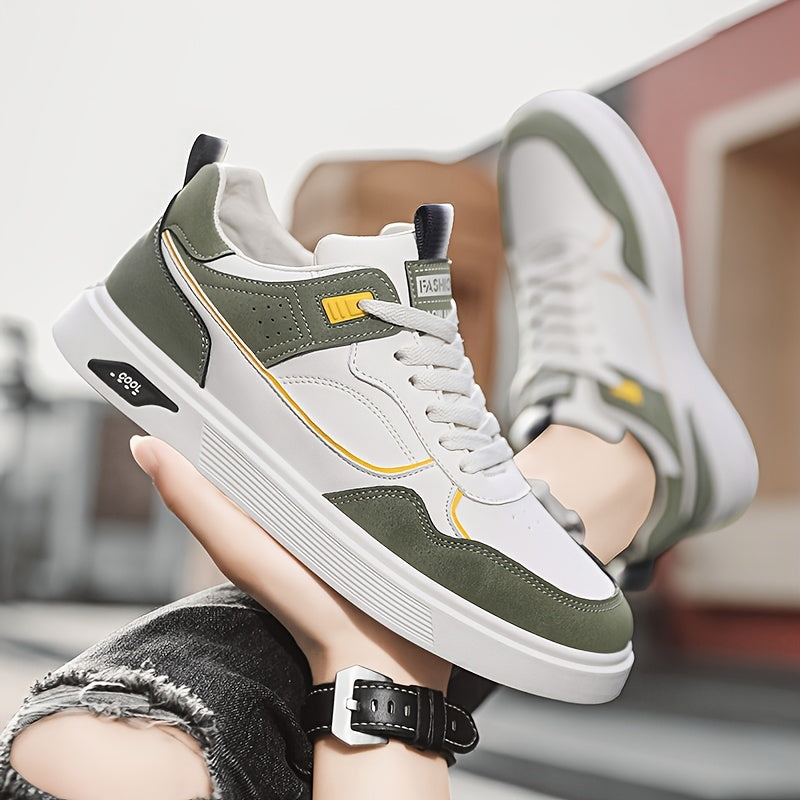 Men'S Casual Athletic Sneakers - Lightweight, Breathable, Fashion-Forward Skate Shoes with Faux Cover and PVC Sole for Outdoor Activities, Hiking, and Everyday Wear, Low-Top Design, Lace-Up Closure, Allseason Shoes | Versatil