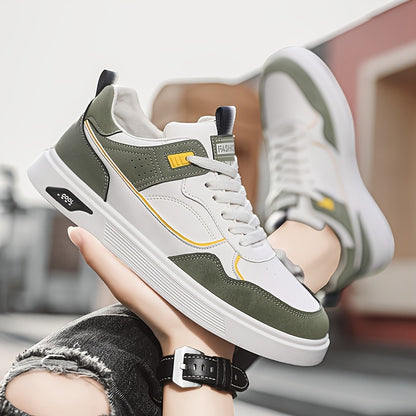 Men'S Casual Athletic Sneakers - Lightweight, Breathable, Fashion-Forward Skate Shoes with Faux Cover and PVC Sole for Outdoor Activities, Hiking, and Everyday Wear, Low-Top Design, Lace-Up Closure, Allseason Shoes | Versatil