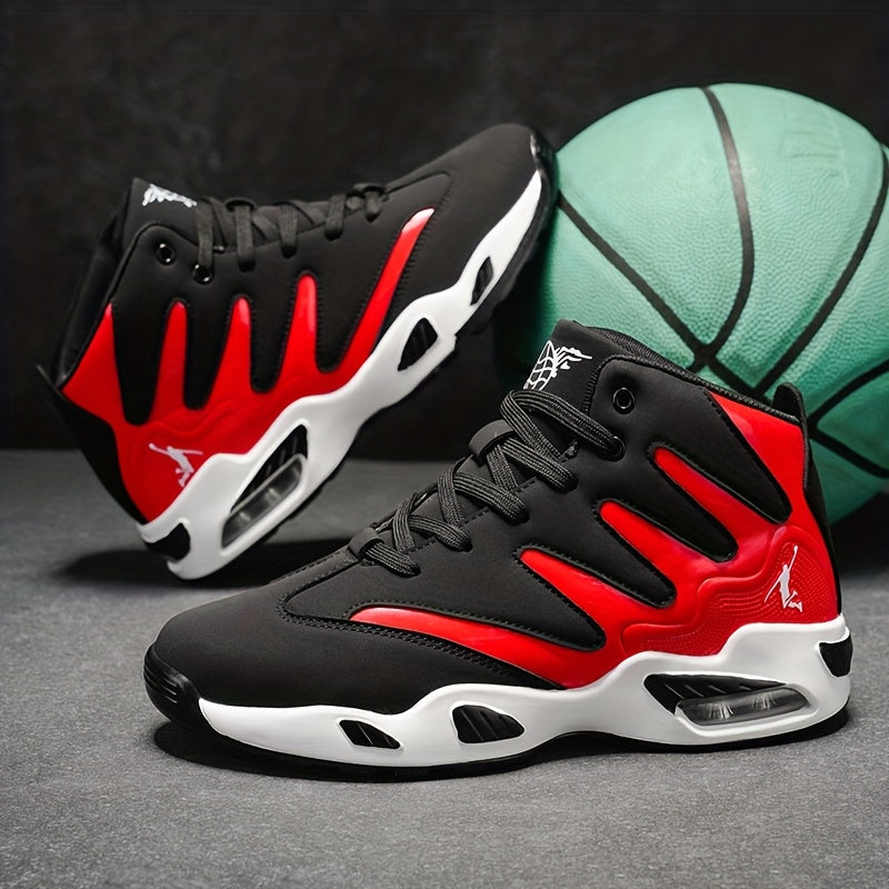 Men's High-Top Basketball Shoes Lightweight Breathable PU Sneakers