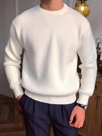 Բաց գույնի, հասուն ոճի աշուն/ձմեռ, հիմնական, տղամարդկանց համար, երկար թևքերով, առօրյա, բրիտանական, կլոր վզնոցով, տրիկոտաժե, բարձր օձիքավոր վերնաշապիկով