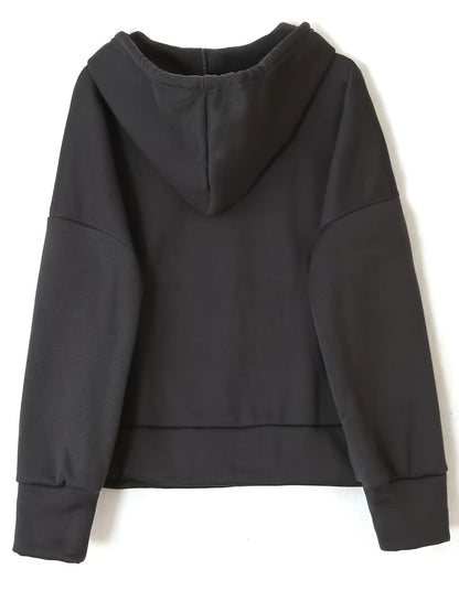 Cozy Fleece-Lined Hoodie & Joggers Set for Women - Casual Solid Color, Long Sleeve with Drawstring Waist, Machine Washable - Perfect for Fall/Winter