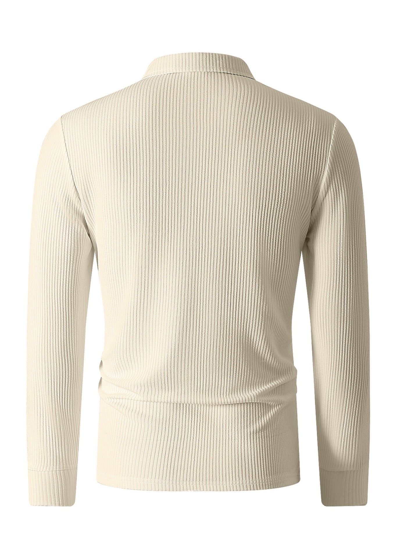 Men's Casual Long-Sleeve Ribbed Half-Zip Polo for Fall