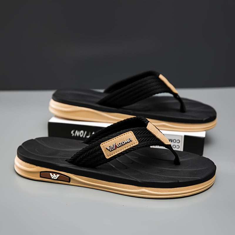 Men's Casual Flip Flops with Non-Slip Rubber Sole, All-Season