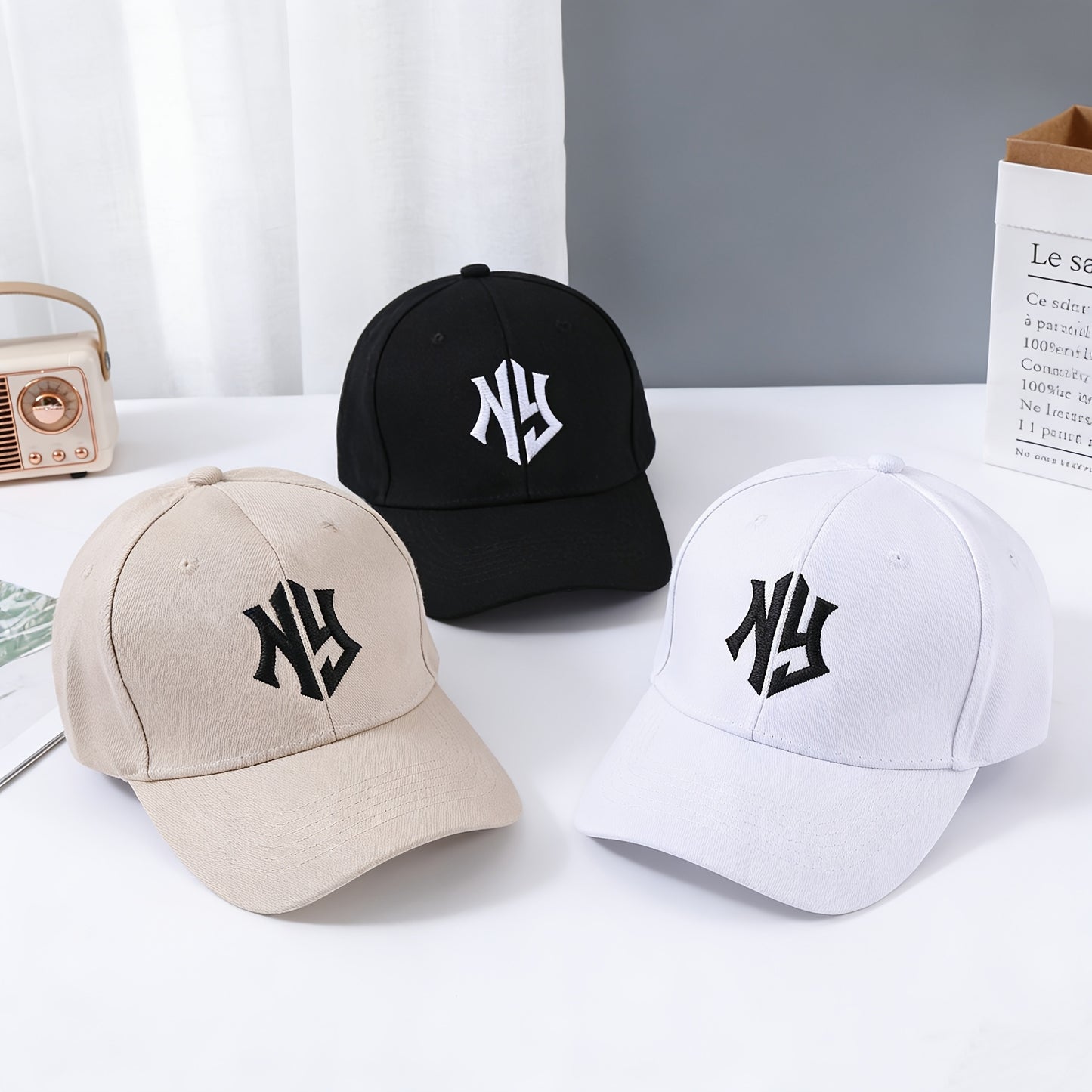 Embroidered NY Baseball Caps for Men & Women - Breathable Polyester