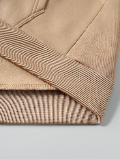 Men'S Minimalist Red & Christmas Tree Print Hooded Sweatshirt - Long Sleeve Casual Pullover with Piping, Regular Fit Winter Warmth for Holiday Parties, Outdoor Activities & Casual Attire, Christmas Sweatshirt, Seasonal Fashio