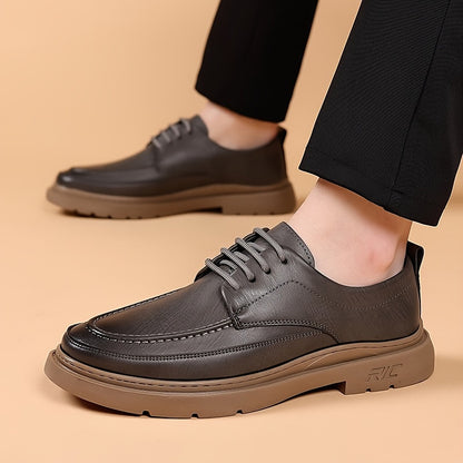 Men'S Solid Color Low-Top Elegant Boots, Comfortable Non-Slip Wear-Resistant Rubber Sole Men'S Outdoor Activity Shoes with Laces