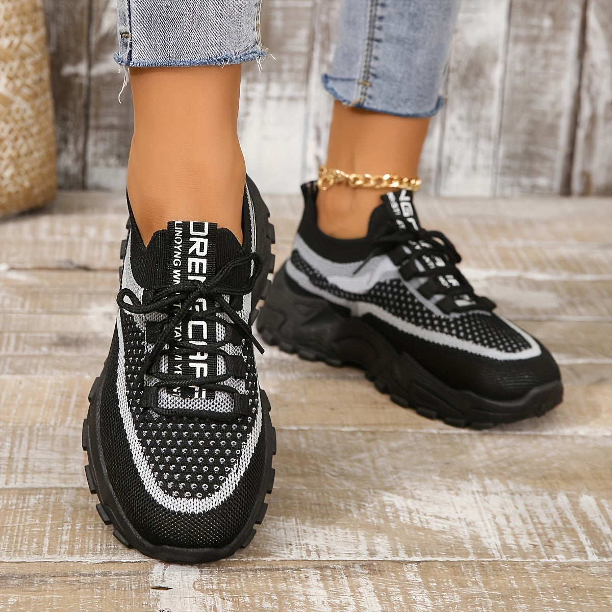 Women's Low-Top Breathable Tennis Sneakers with Cushioned Sole