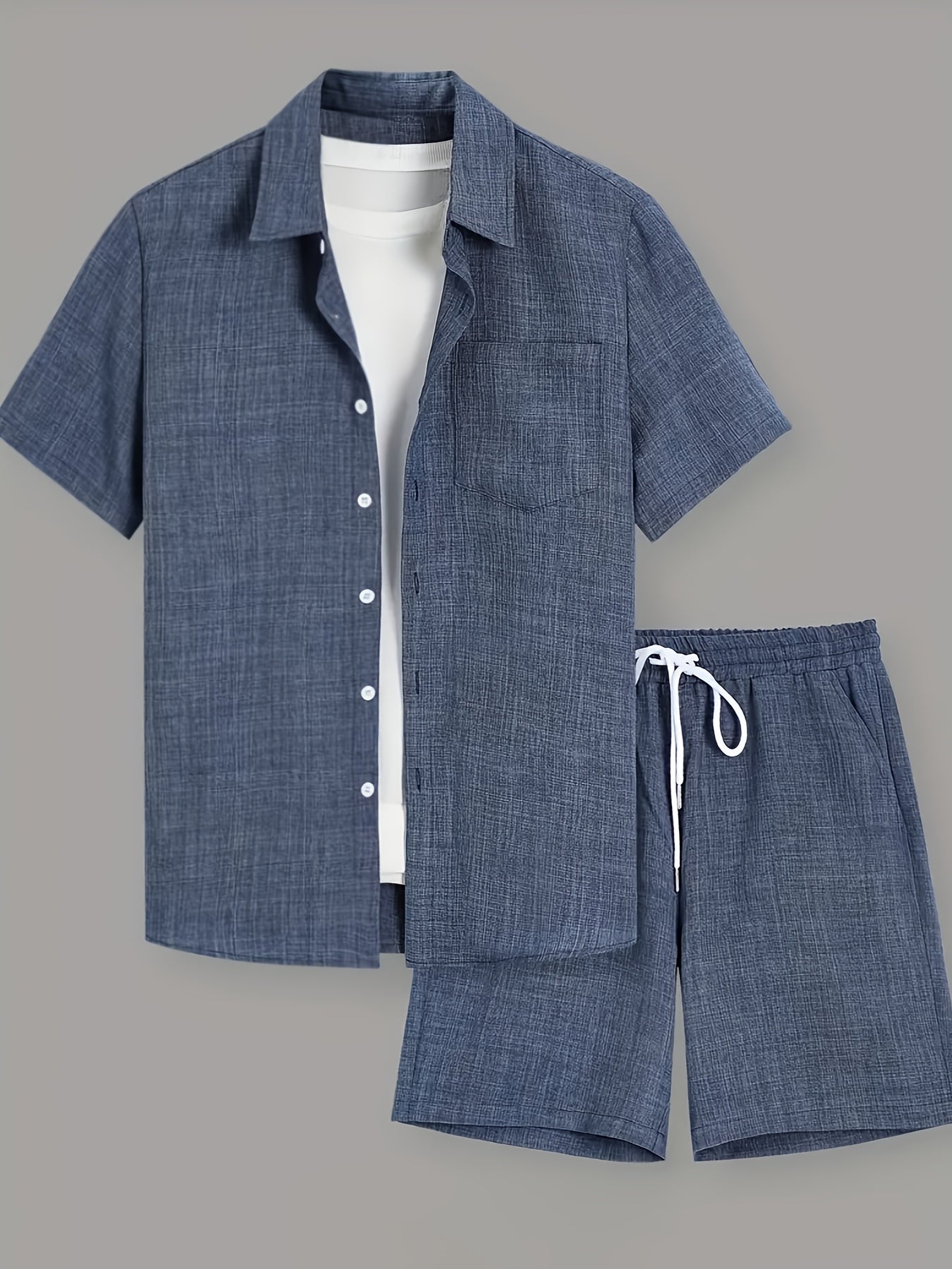 Men's Casual Elegant Summer Short-Sleeve Shirt & Shorts Set