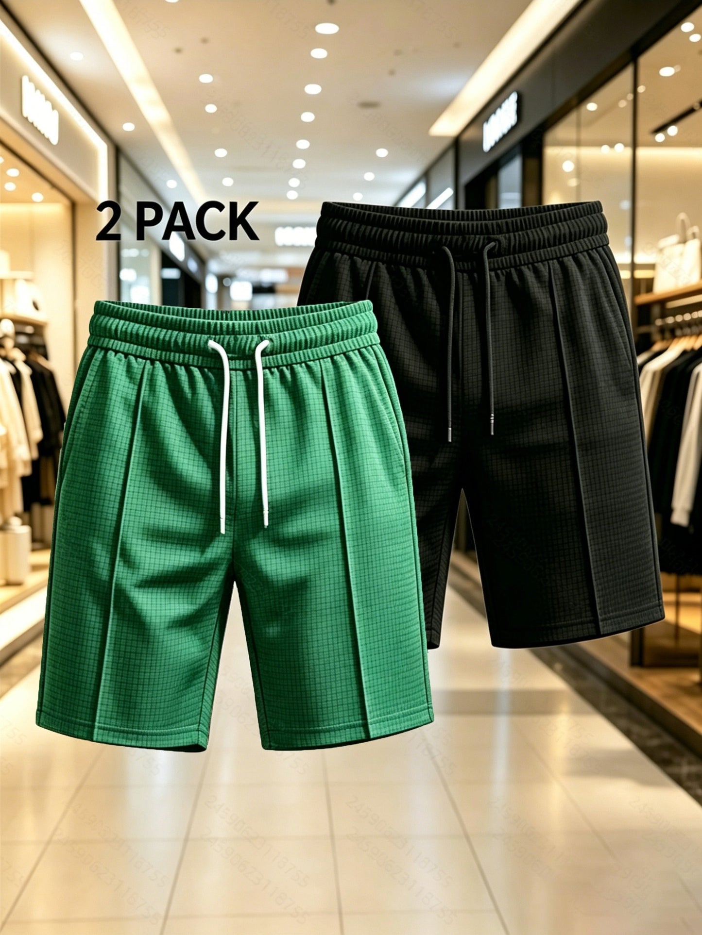 Men's Casual Summer Sports Shorts 2-Pack in Solid Colors