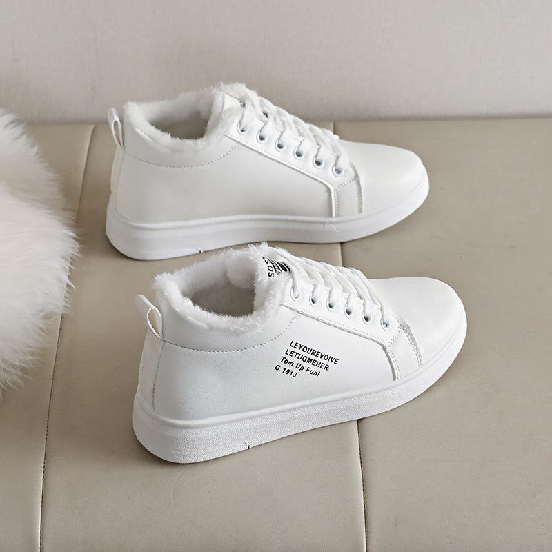 Women's Thermal Winter Shoes - Synthetic Cover Lace-Up Low-Top Boots with Plush Lining & Arch, Warm Brown/Tan Color, Rubber Sole & PVC Cushioning - Cold-Weather Shoes for Winter, Hand Wash or Dry Clean, Faux Cover Exterior, S