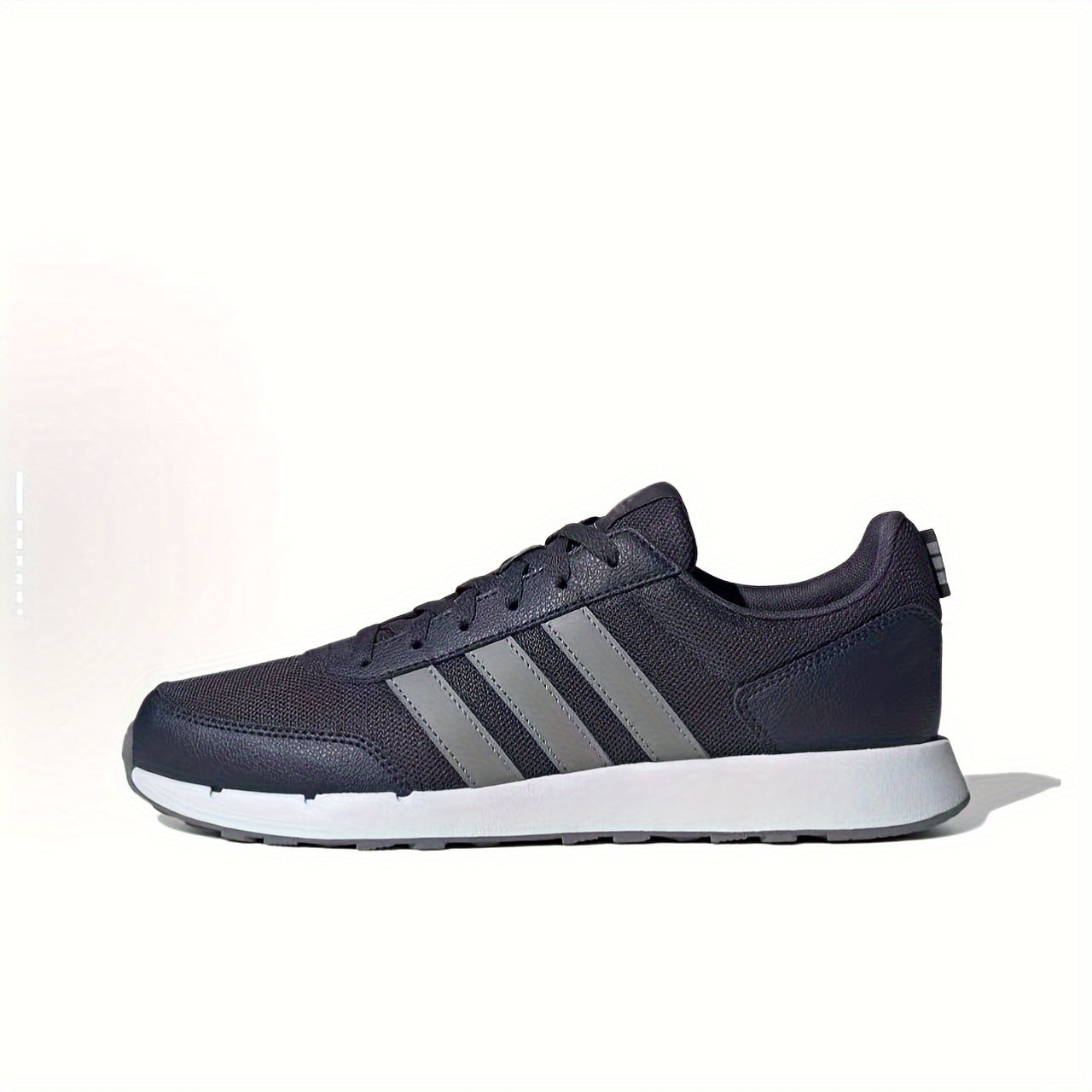 Adidas neo Run 50S Low-Top Casual Sneakers - Breathable Fabric Upper, Cushioned Comfort, All-Season Wear, Navy Blue  White Striped Design, Unisex for Men  Women, Comfortable Walking Shoes, Stylish Striped Sneakers, Fabric I