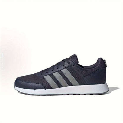 Adidas neo Run 50S Low-Top Casual Sneakers - Breathable Fabric Upper, Cushioned Comfort, All-Season Wear, Navy Blue  White Striped Design, Unisex for Men  Women, Comfortable Walking Shoes, Stylish Striped Sneakers, Fabric I