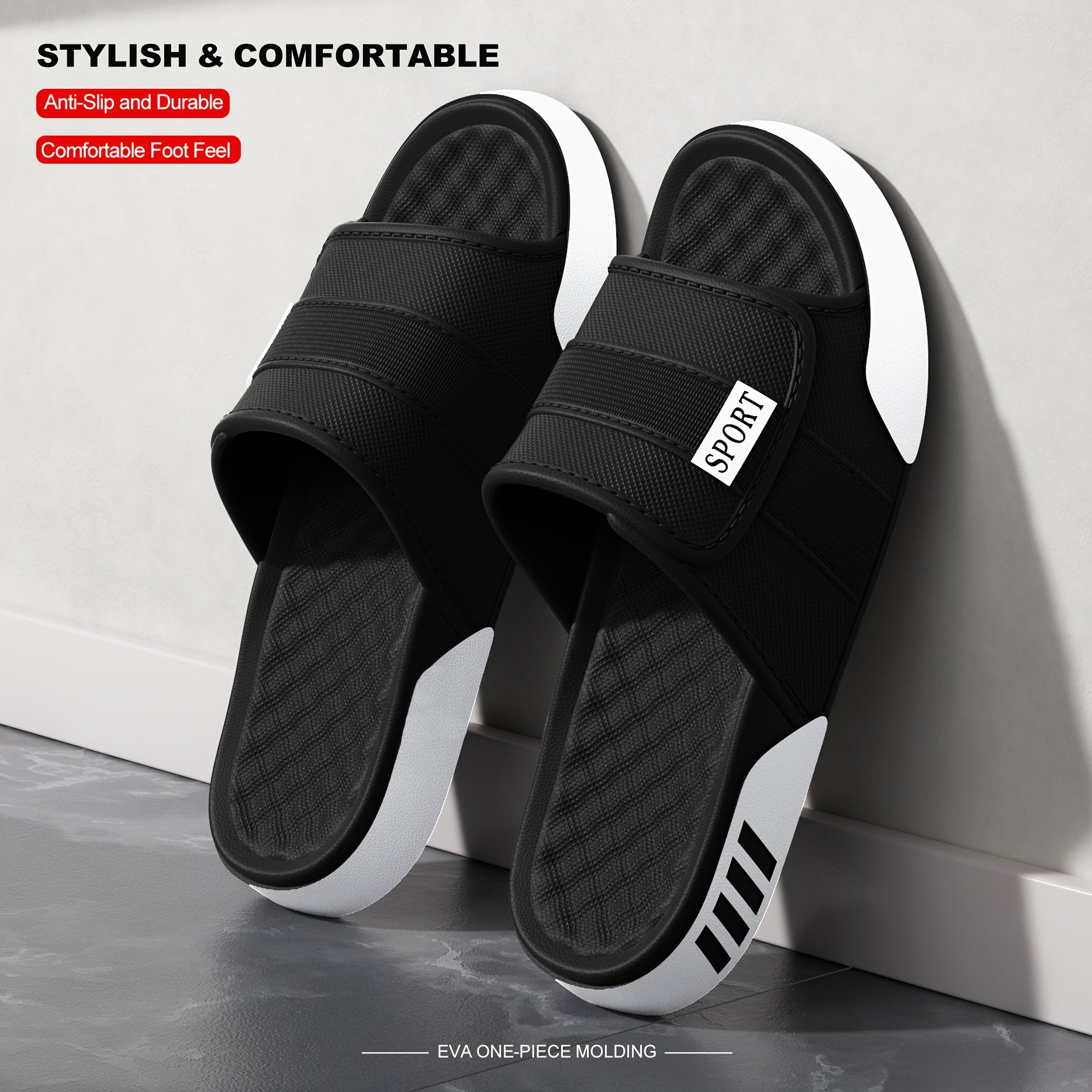 New Men'S Indoor And Outdoor Slippers, Home Shoes, Thick-Soled EVA Non-Slip Slippers, Stylish Thick-Soled, Silent, And Wear-Resistant - ayq